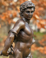Erotic statue of a Greek naked man made of bronze