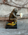 Statue statuette of a monkey made of Viennese bronze - thinker