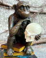 Statue statuette of a monkey made of Viennese bronze - thinker