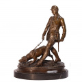 BRONZE STATUE OF A HUNTER WITH HOUND 2