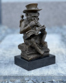 Bronze and marble Steampunk Darwin Monkey or philosopher statuette