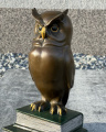 Bronze statuette of a wise owl