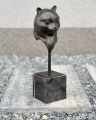 Modern bronze sculpture - Cats Head - cat