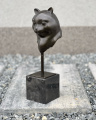 Modern bronze sculpture - Cats Head - cat