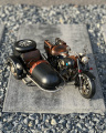 Tin metal model of motocycle with sidecar