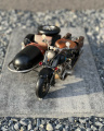 Tin metal model of motocycle with sidecar