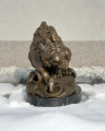 Large luxury bronze statue of a lion and snake 2