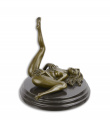Erotic bronze statuette of a lying naked girl 