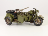 Metal model of an army motorcycle - with sidecar
