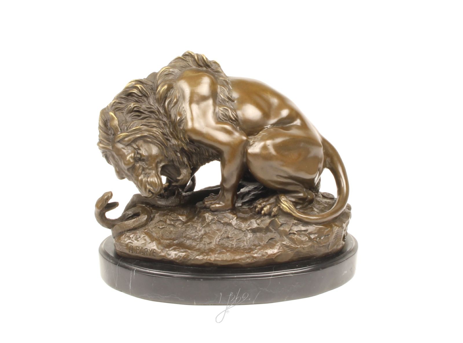 Lion and snake statue