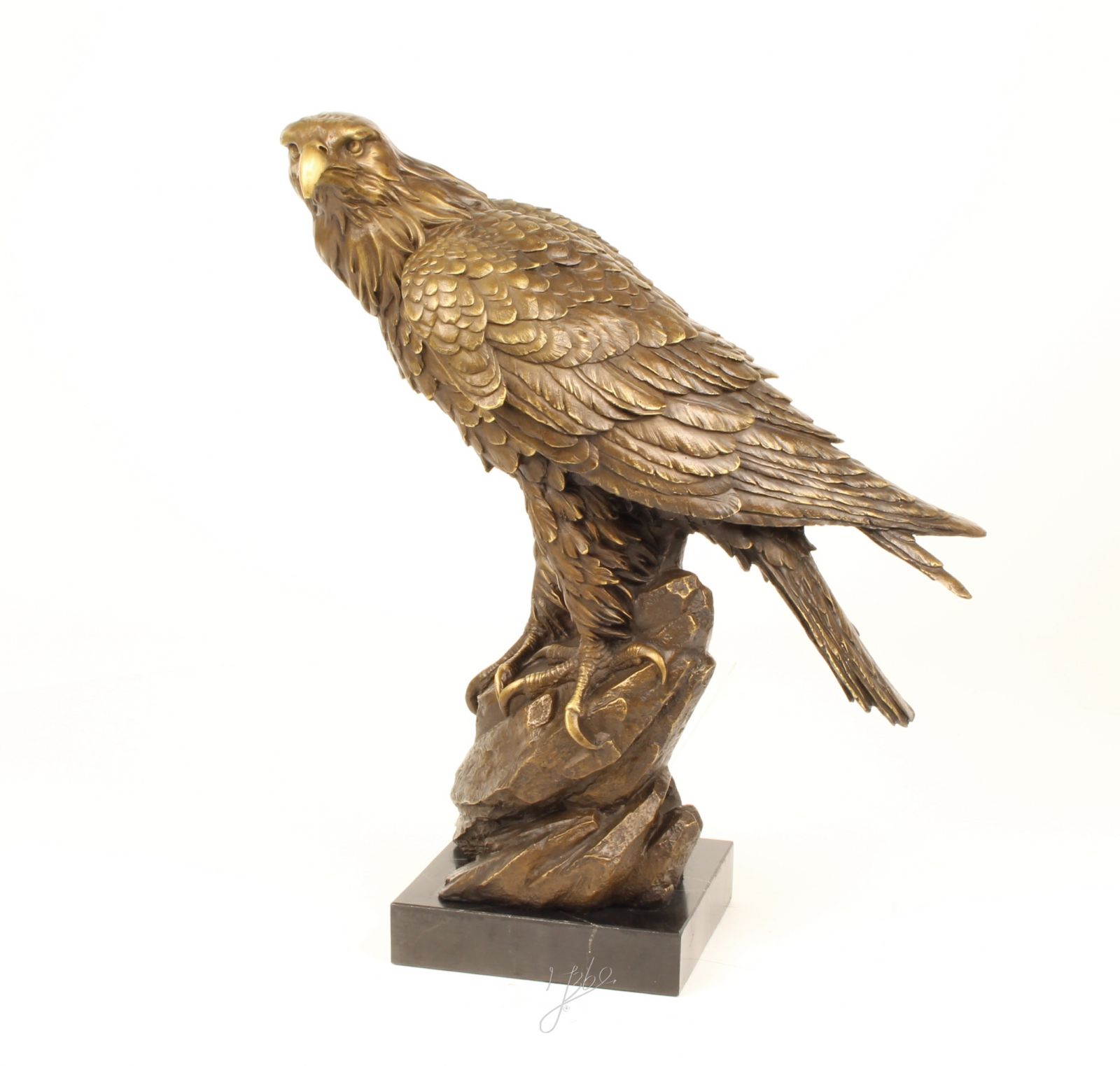 Bronze and marble eagle statue