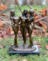 Erotic bronze statue of Three Graces naked 