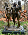 Erotic bronze statue of Three Graces naked
