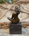 Erotic bronze figurine of sexy naked girl
