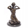 Erotic bronze figurine of a naked woman with necklace