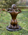 Erotic bronze figurine of a naked woman with necklace