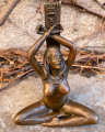 Erotic bronze figurine of a naked woman in handcuffs