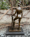 Erotic bronze figurine of a naked man with hat