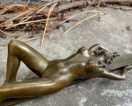 Erotic bronze paperweight of a nude woman