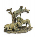 Polyresin statuette of a lion, panther, buffalo 
