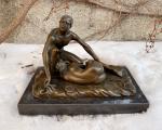 Erotic bronze figurine of a couple in love