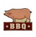 Embossed metal sign - BBQ - Pig