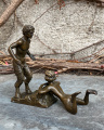 Bronze statuette - naked woman and devil 2