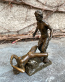 Bronze statuette - naked woman and devil 2