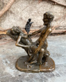 Bronze statuette - naked woman and devil 3