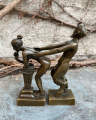 Bronze statuette - naked woman and devil