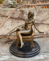 Erotic bronze statuette of a naked sexy woman on a chair 2