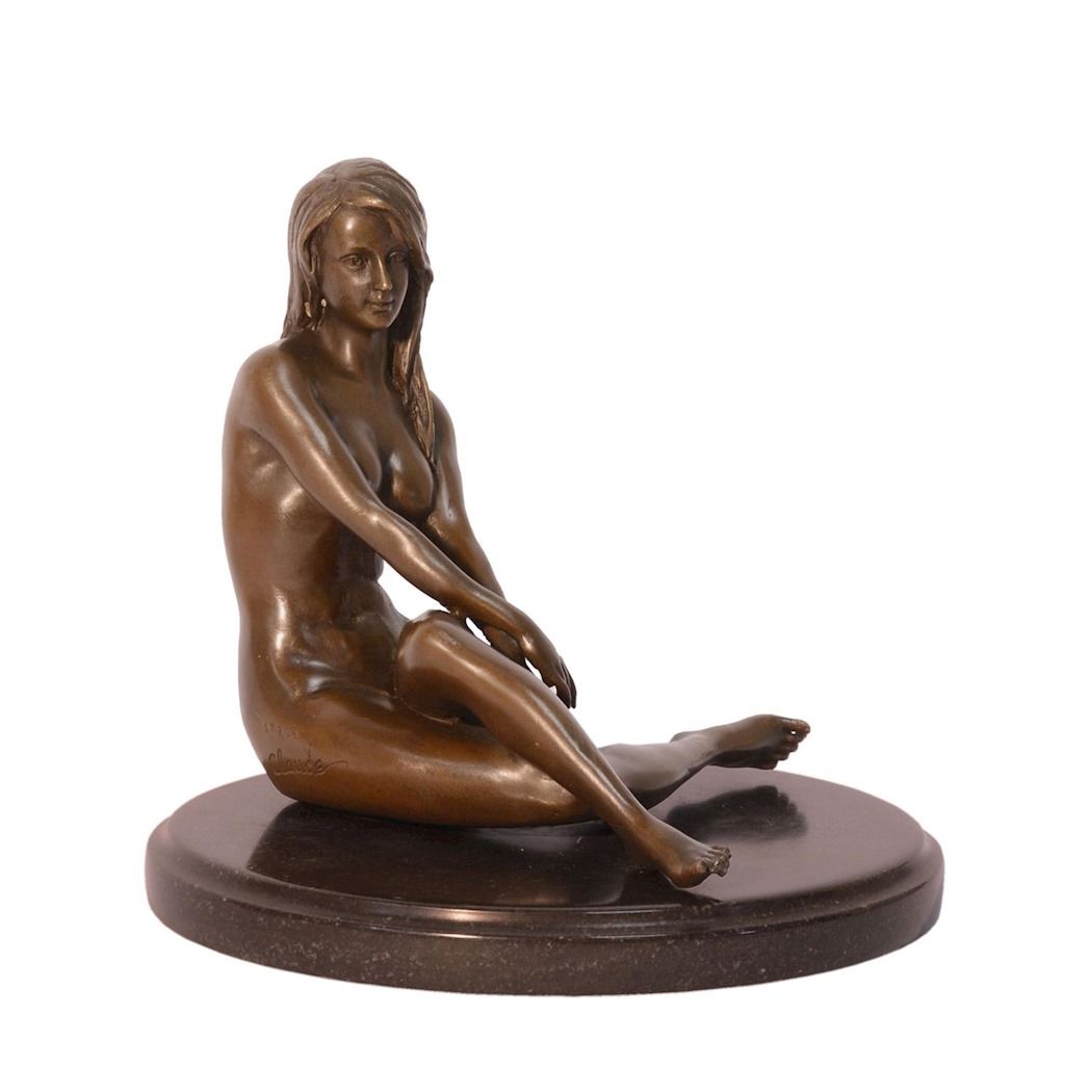 Erotic bronze statue of a half-naked girl 2