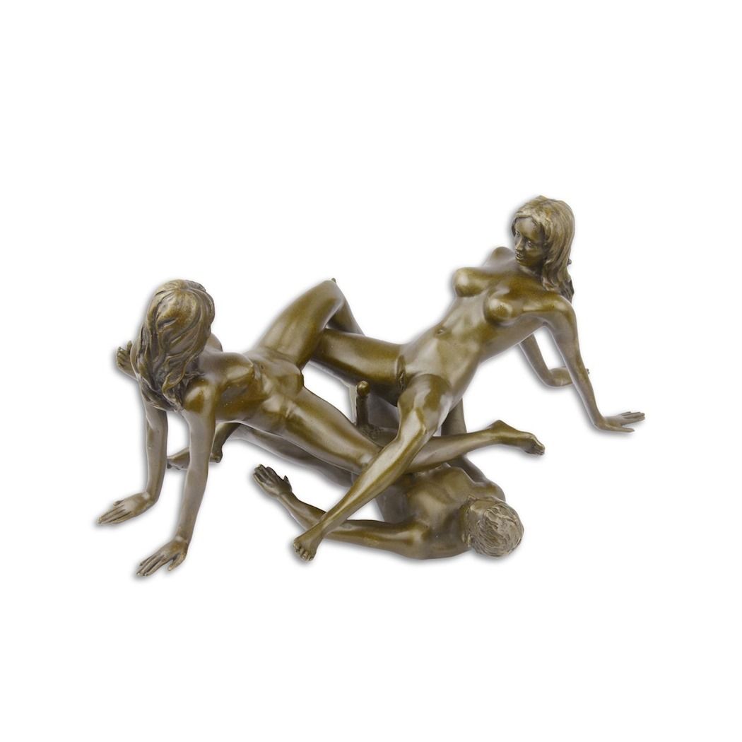 Erotic bronze statuette - Three-Way Sex