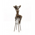 Bronze statuette figurine Naked woman on a chair 