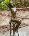 Bronze statuette figurine Naked woman on a chair