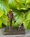Bronze figurine statuette of Hunter and hound