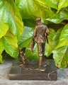 Bronze figurine statuette of Hunter and hound