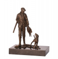 Bronze figurine statuette of Hunter and hound 