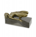 Erotic bronze statuette of a naked woman and stretching 